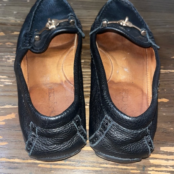 Coach Black Leather Flats with Gold Horsebit Detail - Picture 3 of 6